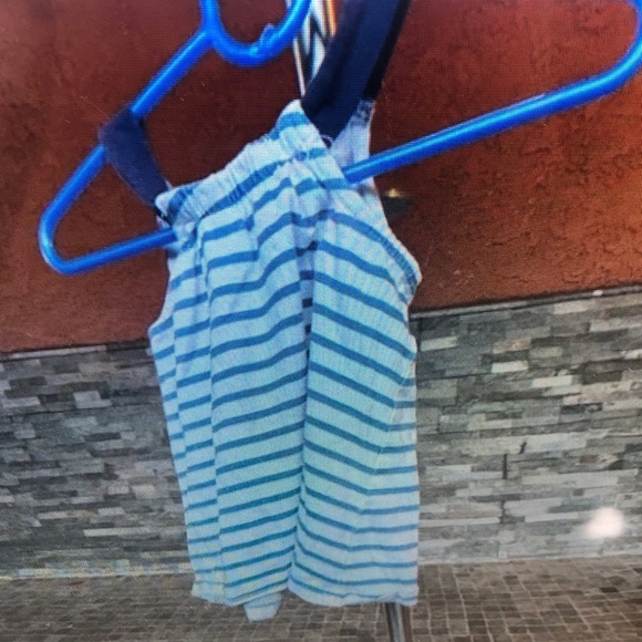 Striped Blue and White Kids Tank Top - Picture 2 of 2